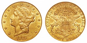 <b>1885-CC Coronet Head Gold $20 Double Eagle