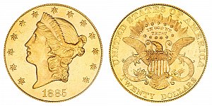 <b>1885 Coronet Head Gold $20 Double Eagle