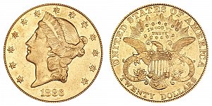 <b>1886 Coronet Head Gold $20 Double Eagle