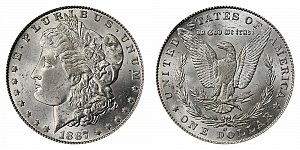 <b>1887-O Morgan Silver Dollar: 7 Over 6