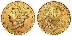 <b>1889-CC Coronet Head Gold $20 Double Eagle