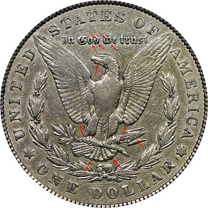 <b>1901 Morgan Silver Dollar: Doubled Die Reverse