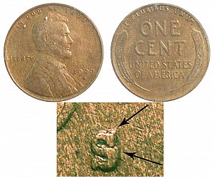 <b>1909-S Lincoln Wheat Cent Penny: S over horizontal S