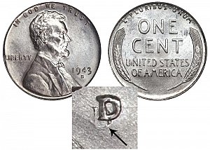 <b>1943-D Lincoln Wheat Cent Penny: Steel Cent - Boldy Doubled Mintmark
