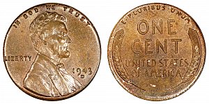 <b>1943-D Lincoln Wheat Cent Penny: Bronze/Copper