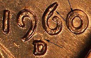 <b>1960-D Lincoln Memorial Cent Penny: D Over D - Small Date Over Large Date