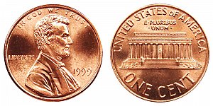 <b>1999 Lincoln Memorial Cent Penny: Wide AM