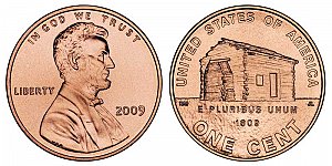 2009 Lincoln Bicentennial Cent - Birth and Early Childhood Log Cabin in Kentucky