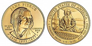 2010 Jane Pierce First Spouse Gold Coin