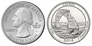 2014 Arches National Park Quarter Design - Utah