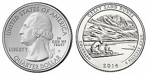 2014 Great Sand Dunes National Park Quarter Design - Colorado