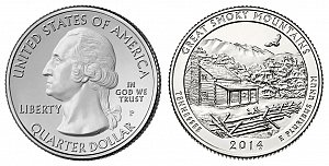 2014 Great Smoky Mountain National Park Quarter Design - Tennessee