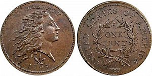 <b>1793 Flowing Hair Large Cent: Lettered Edge