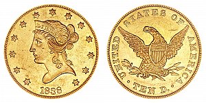 <b>1838 Coronet Head Gold $10 Eagle