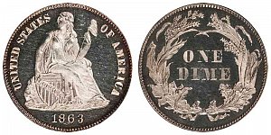 <b>1863 Seated Liberty Dime