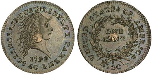 1792 Silver Center Cent designed by Henry Voigt