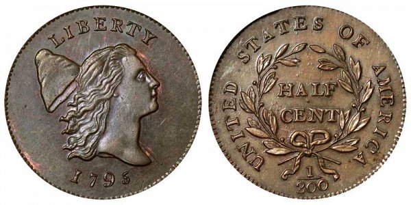 1795 Liberty Cap Half Cent Penny - With Pole - Lettered Edge 