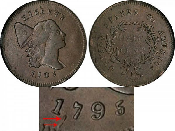 1795 Liberty Cap Half Cent Penny - Puncuated Date - Lettered Edge 