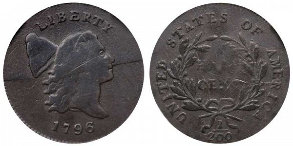 1796 Liberty Cap Half Cent Penny - With Pole