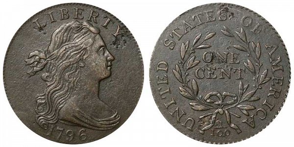 1796 Draped Bust Large Cent Penny - Reverse of 1794