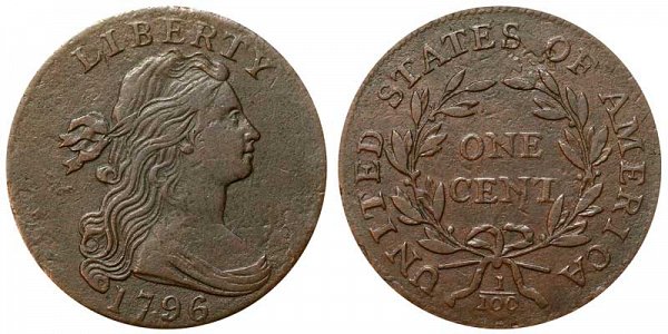 1796 Draped Bust Large Cent Penny - Reverse of 1795 