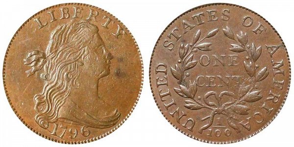 1796 Draped Bust Large Cent Penny - Reverse of 1797 