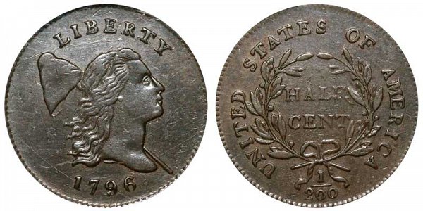 1796 Liberty Cap Half Cent Penny - With Pole
