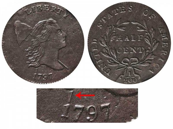 1797 1 Over 1 Liberty Cap Half Cent Example