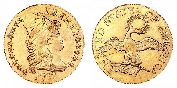 1797 15 Stars Small Eagle - Turban Head Gold Half Eagle - Five Dollars 