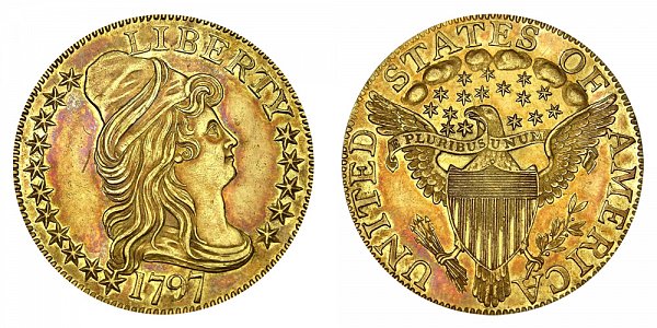 1797 16 Stars Large Eagle - Turban Head $5 Gold Half Eagle - Five Dollars 