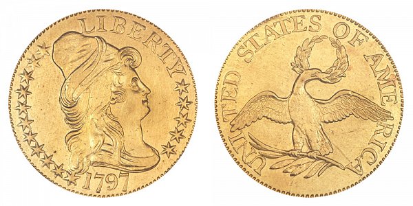 1797 16 Stars Small Eagle - Turban Head Gold Half Eagle - Five Dollars 