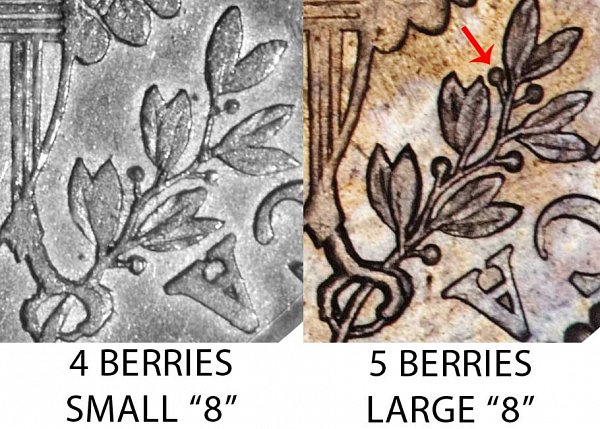 1798 4 Berries vs 5 Berries Draped Bust Dime - Difference and Comparison