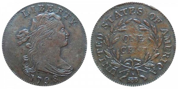 1798 Draped Bust Large Cent Penny - Reverse of 1795 