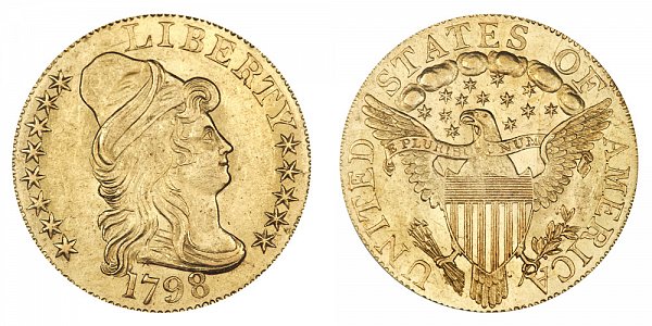 1798 Small 8 - Turban Head $5 Gold Half Eagle - Five Dollars 