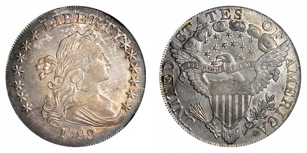 1799/8 Draped Bust Silver Dollar - Irregular Date - 15 Stars Reverse 