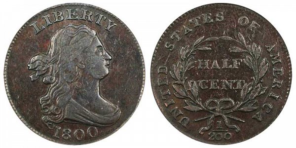 1800 Draped Bust Half Cent Penny 