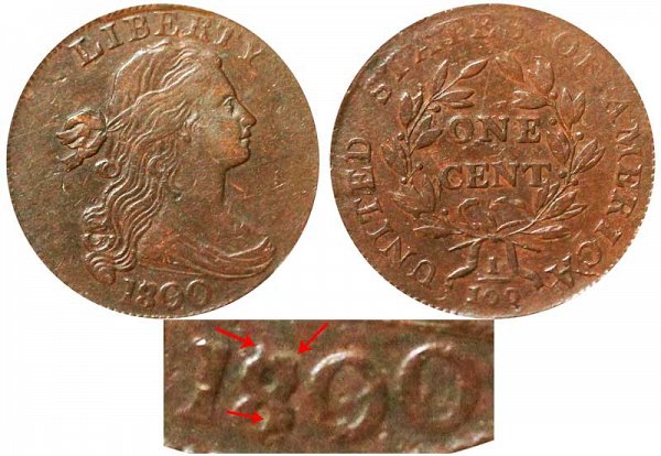 1800 Draped Bust Large Cent Penny - 1800 Over 1798 Style 1 Hair 