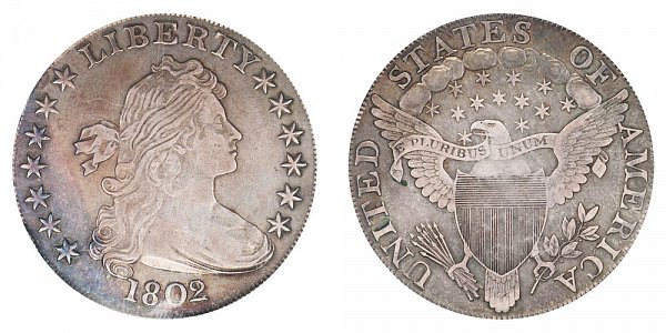 1802/1 Draped Bust Silver Dollar - 2 Over 1 - Narrow Date 