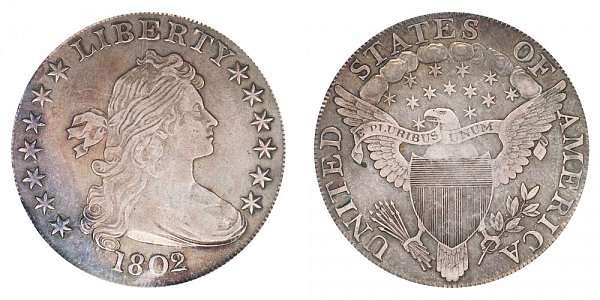 1802/1 Draped Bust Silver Dollar - 2 Over 1 - Narrow Date