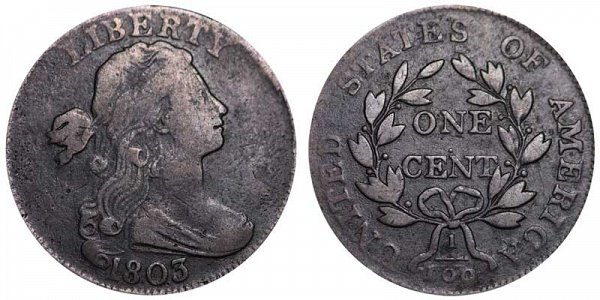 1803 Draped Bust Large Cent Penny - No Stems Stemless