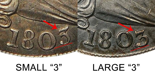 1803 Draped Bust Silver Dollar Varieties - Difference and Comparison 