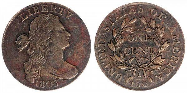 1803 Draped Bust Large Cent Penny - Small Date - Large Fraction