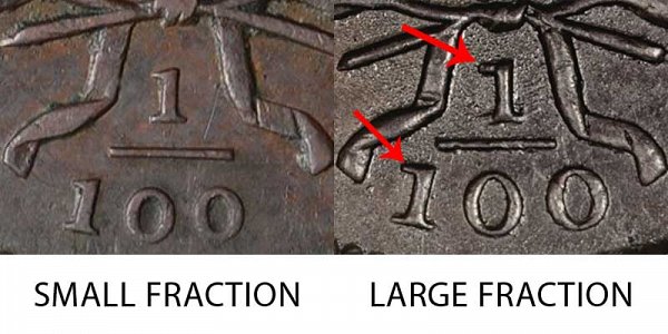 1803 Draped Bust Large Cent - Small Fraction vs Large Fraction - Difference and Comparison