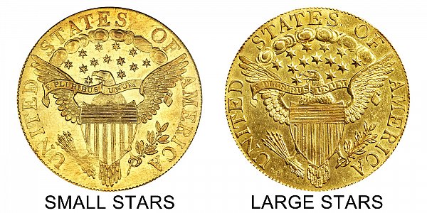 1803 Small Stars vs Large Stars - $10 Turban Head Gold Eagle - Difference and Comparison