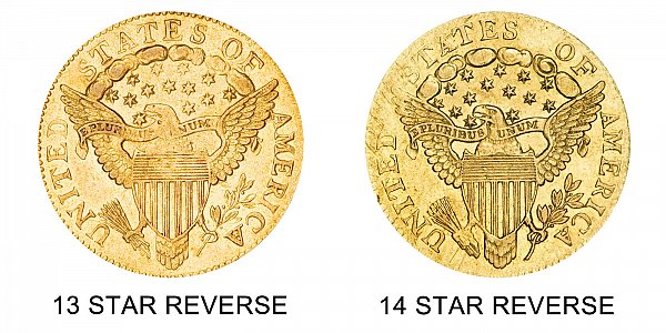 1804 13 Stars vs 14 Stars Reverse - Turban Head $2.50 Gold Quarter Eagle