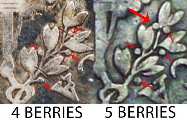 1805 Draped Bust Dime - 4 Berries vs 5 Berries Comparison 