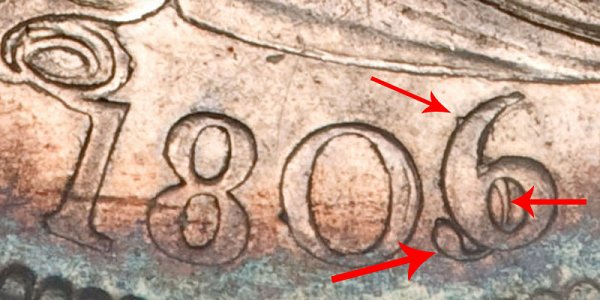 1806/5 Draped Bust Quarter - 6 Over 5 Overdate Error