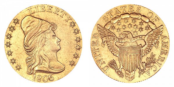 1806/5 Turban Head $2.50 Gold Quarter Eagle - 7X6 Stars 