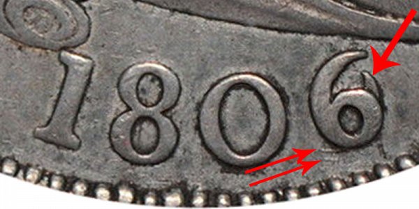 1806/6 Draped Bust Half Dollar - 6 Over Inverted 6