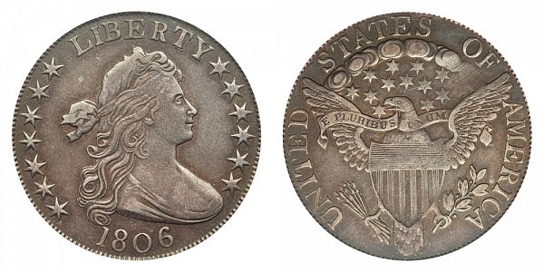 1806 Draped Bust Half Dollar - Knobbed 6 - Large Stars 